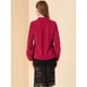 thumbnail image 5 of INSPIRE CHIC Blusa de oficina de trabajo para mujer Ribete en contraste Sólido Pajarita suelta Top con cuello en V borgo?a L, 5 of 6