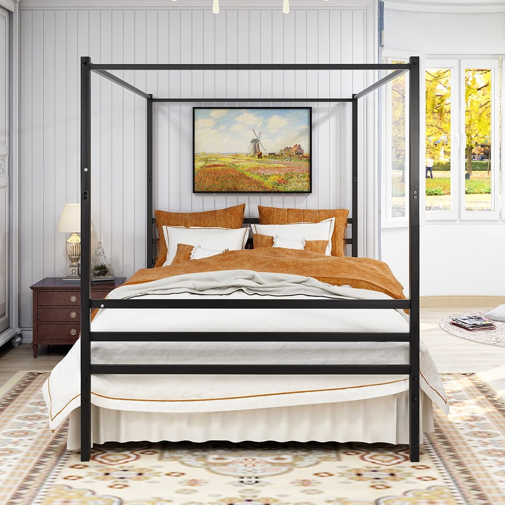 Private Jungle Metal Canopy Bed Frame, Modern Platform Bed Mosquito Net Bed Frame, Queen Private Jungle Metal Canopy Bed Frame, Modern Platform Bed Mosquito Net Bed Frame, Queen