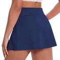 thumbnail image 5 of Only Moment Tennis Skirts for Women with Shorts Polyester,Spandex Yoga Shorts Basic Versatile Stretchy Flared Pleated Skater Mini Skirts Golf Skorts for Wowomen with Pockets Dark Blue,XL, 5 of 5