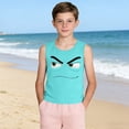 thumbnail image 6 of Green Angry Face Tank Top for Boys - Kids Sleeveless Graphic Shirt, Athletic Face Print Style Tee with Moisture Wicking Fabric,Size 3 T, 6 of 6