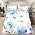 thumbnail image 2 of Feelyou Spring Blue Flower Bed Sheets, Butterfly Animal King Sheets, 4 Pieces, 2 of 7