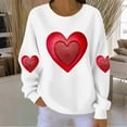 thumbnail image 2 of Valentines Sweatshirt Womens Cute Love Heart Graphic Print Pullover Casual O Neck Long Sleeve Holiday Tops White L, 2 of 4