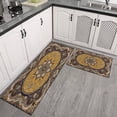 thumbnail image 3 of Farmhouse Brown Boho Rugs and Mats Non Skid Washable Absorbent Microfiber Soft Kitchen Mat for Floor Set Of 2 Decor Stain Resistant 17"x47"+17"x30", 3 of 7