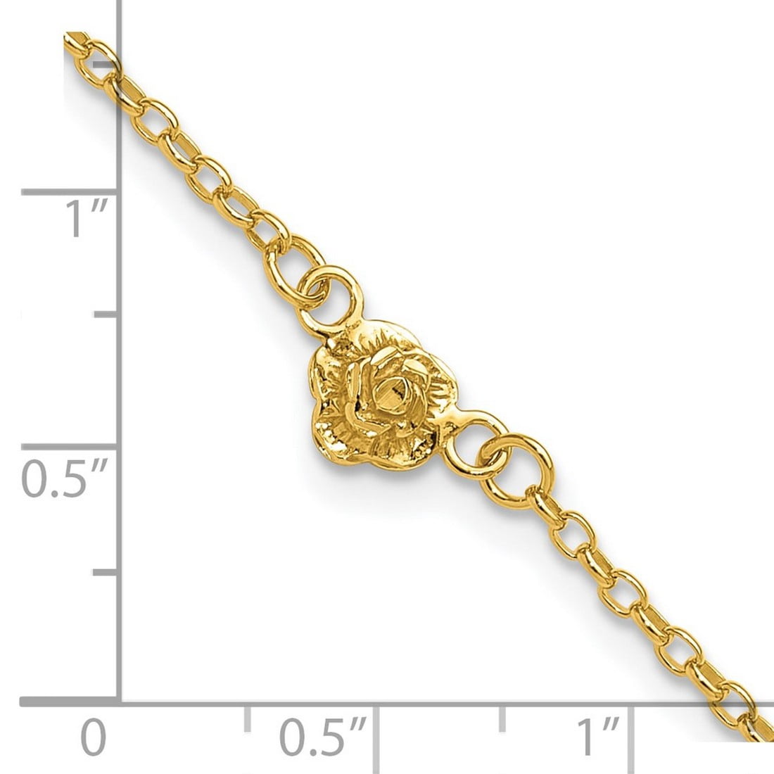 8.5mm 925 Sterling Silver Gold-tone Flower Charm Anklet 9 Inch Anklet for Women - 2.5 Grams