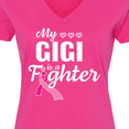 thumbnail image 4 of Inktastic Breast Cancer Awareness My Gigi is a Fighter Women's V-Neck T-Shirt, 4 of 5