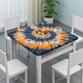 thumbnail image 3 of Orange Blue Tie Dye Mandala Pattern Square Fitted Tablecloth with Elastic Edge,Square Table Cover,Washable Elastic Table Cover for Home Kitchen Party Decor 34"x34", 3 of 6