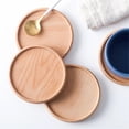 thumbnail image 3 of Popvcly Natural Wood Coasters for Drinks with Grooved Round Edge Absorbent Heat & Water Resistant Reusable Durable Saucers Bar Glass Cup & Mug Housewarming Gift, 3 of 9