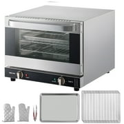 KFFKFF Commercial Convection Oven, 21L/19Qt, Quarter-Size Conventional Oven Countertop, 1440W 3-Tier Toaster w/ Front Glass Door, Electric Baking Oven w/ Trays Wire Racks Clip Gloves