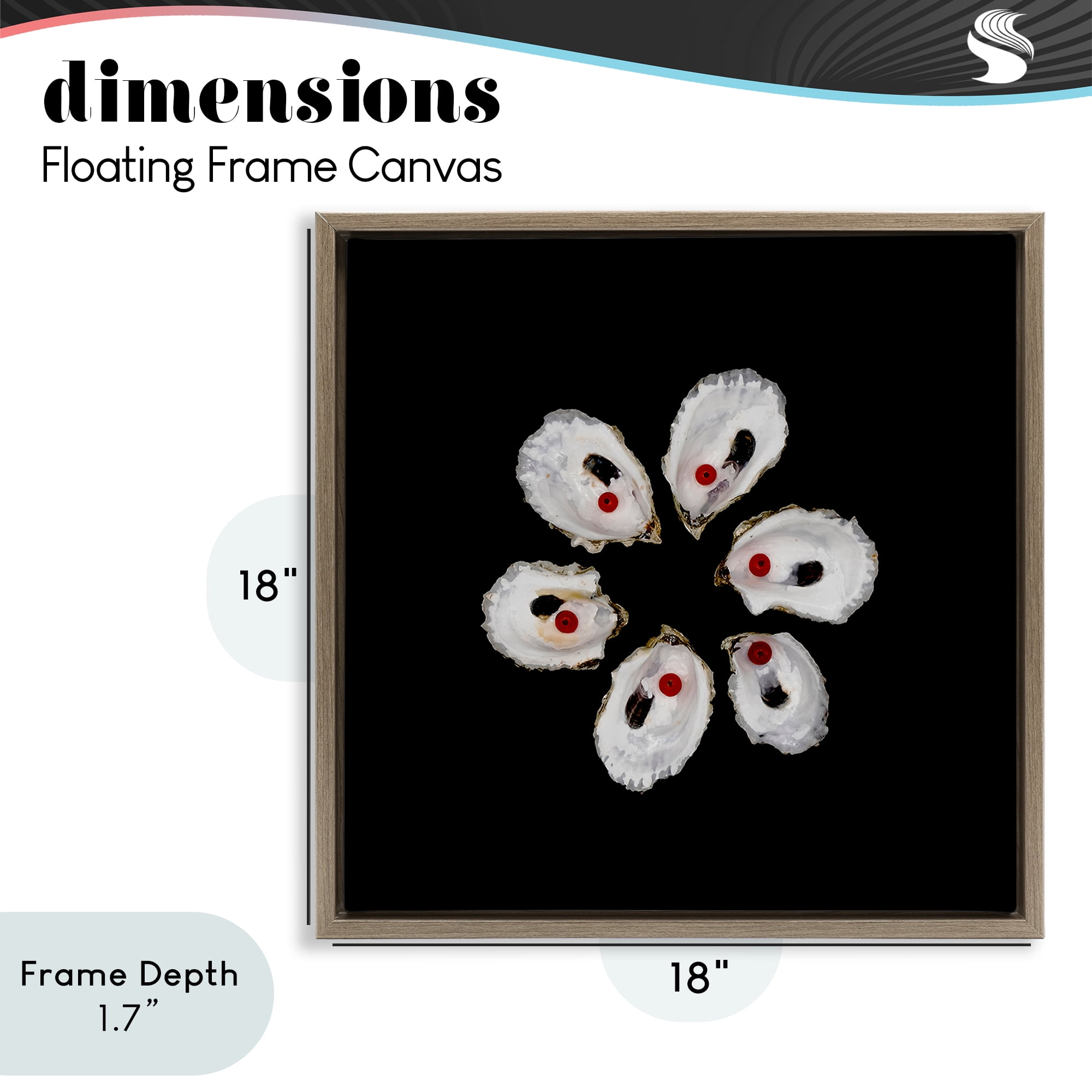 Stupell Industries Oyster Shells Symmetry Brown Framed Floater Canvas Wall Art, design by Beth Adoette