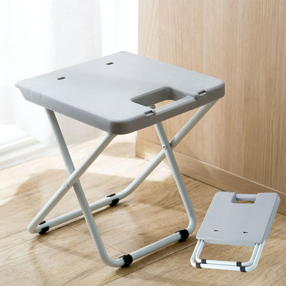 Usmixi Outdoor Camping Folding Chairs, Portable Self-driving Picnic Foldable Stool, Iron Legs Plastic Small Stool, Home Folding Step Stool