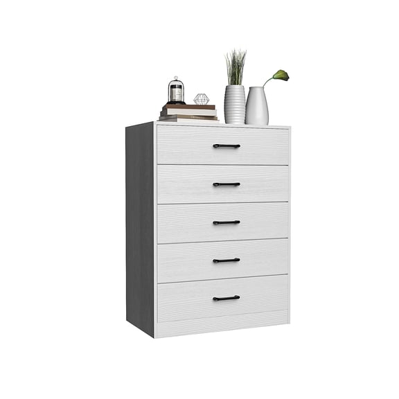 Winado Tall Wood Dresser with 5 Drawers, Modern Wood Chest of Drawers, 5 Drawer Dresser for Bedroom, Livimg Room, Hallway, White