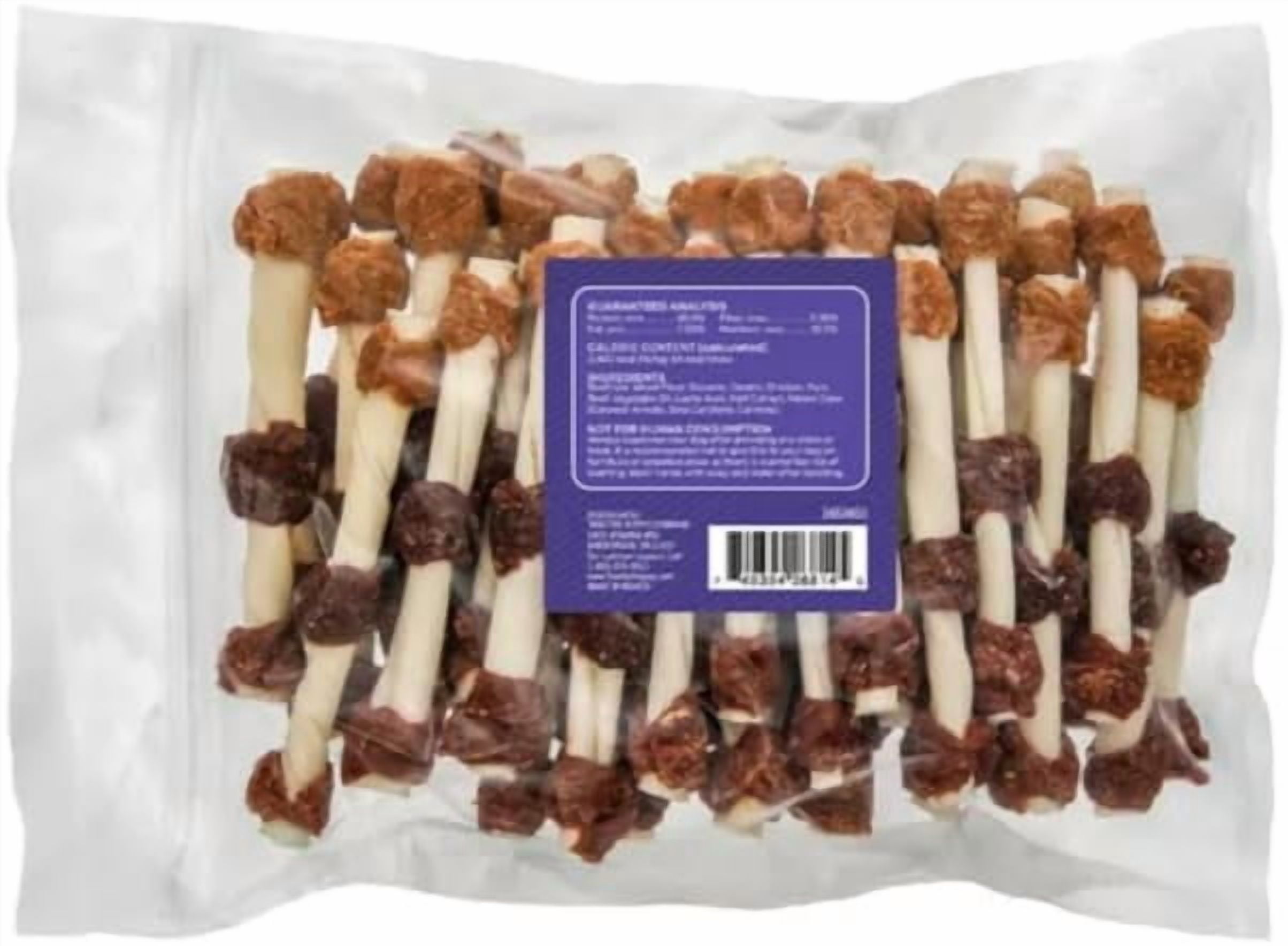 Quality Retriever Pork Chicken and Beef Flavor Rawhide Kabobs Dog Chew Treats, 45 ct. Medium