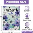 thumbnail image 2 of Welcome Spring Summer Dragonfly Decorative Garden Flag, Purple White Anemone Floral Flower Yard Outside Home Decoration, Seasonal Burlap Outdoor Small Decor Double Sided 12 x 18, 2 of 6