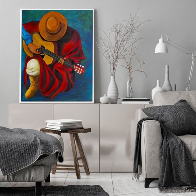 Cuadros Decorativos Cantante de guitarra Cuadro sin marco Pintura al óleo por números Kit de cuadros pintados a mano Ndcxsfigh Nuevos Originales