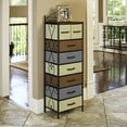 thumbnail image 4 of Household Essentials Victoria Dresser Tower Storage Organizer with 8 Multicolor Drawers Black Metal Frame and Mid Century Walnut Wood Grain Top, 4 of 7