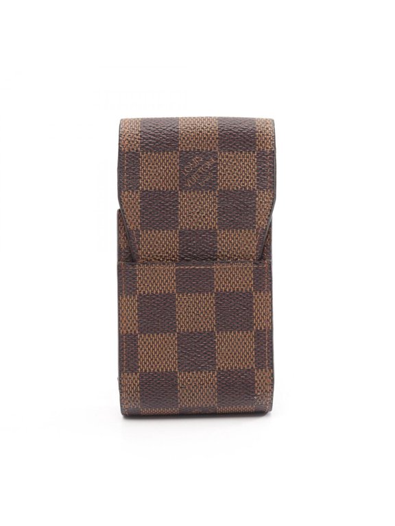 Pre-Owned Louis Vuitton Etui Cigarette Bag, Damier Ebene Leather, Brown, Men's/Women's, N63024