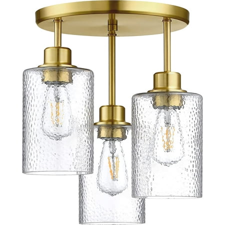 

DTLYH 3-Light Semi-Flush Mount Ceiling Light Brushed Nickel Finish Lighting Fixtures with Clear Glass Shades for Kitchen Entrance Way and Hallway UL Listed