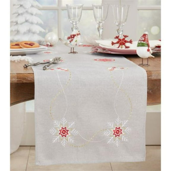 Saro Lifestyle Embroidered Ornaments Table Runner