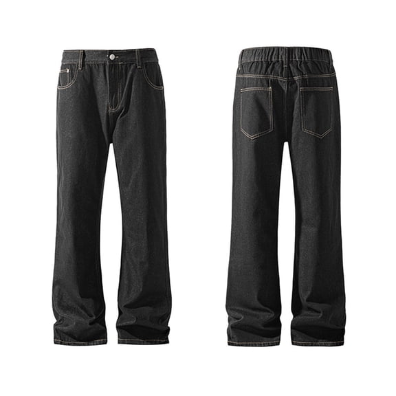 FRSASU New Jeans Regular Fit Straight Height Waist Long Wash Product Classic Casual Denim Pants Black