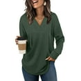 thumbnail image 6 of cocolona Hoodies for Women V Neck Drawstring Sweatshirts Fall Long Sleeve Shirts Fashion Solid Color Tops Casual Loose, 6 of 7