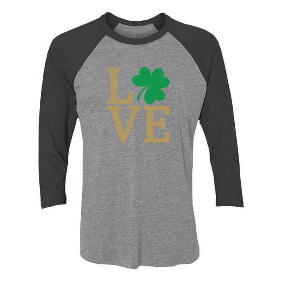 Tstars Womens Irish Clover Love St Patricks Day Gift 3-4 St Patricks Day Shamrock Shirts Gift for Her Irish Shirt Pride Proud Irish Women Sleeve Baseball Jersey Shirt
