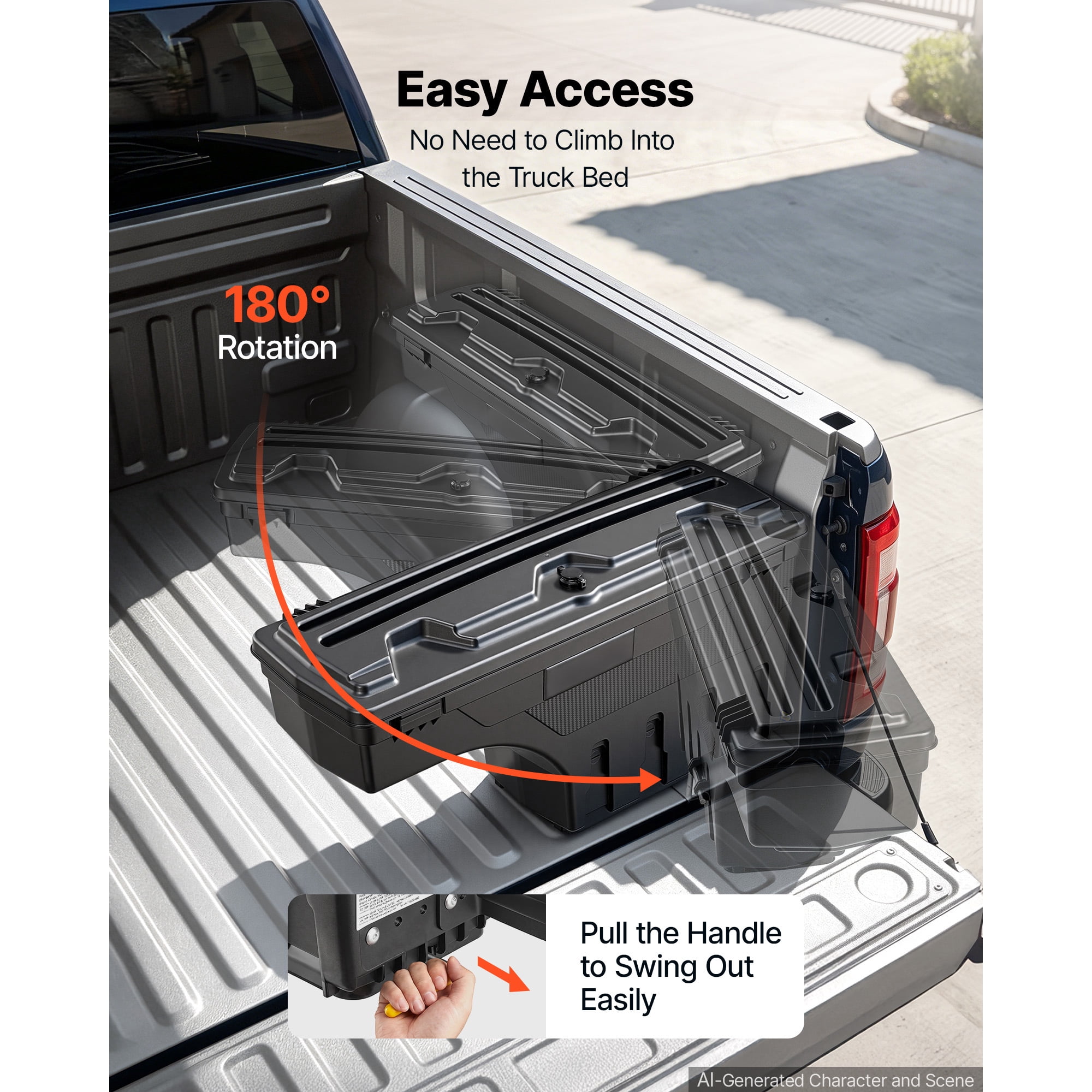 KFFKFF Truck Bed Storage Box, 6.6 Gal/25 L Waterproof ABS Wheel Well Tool Organizer with Combination Lock, Fits 1997-2014 Ford F-150, Passenger Side Right (Drilling Required)