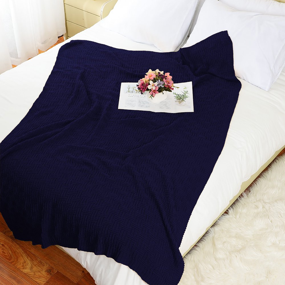 Super Soft 100 Cotton Cable Knit Throw Blanket for Bed Sofa Couch