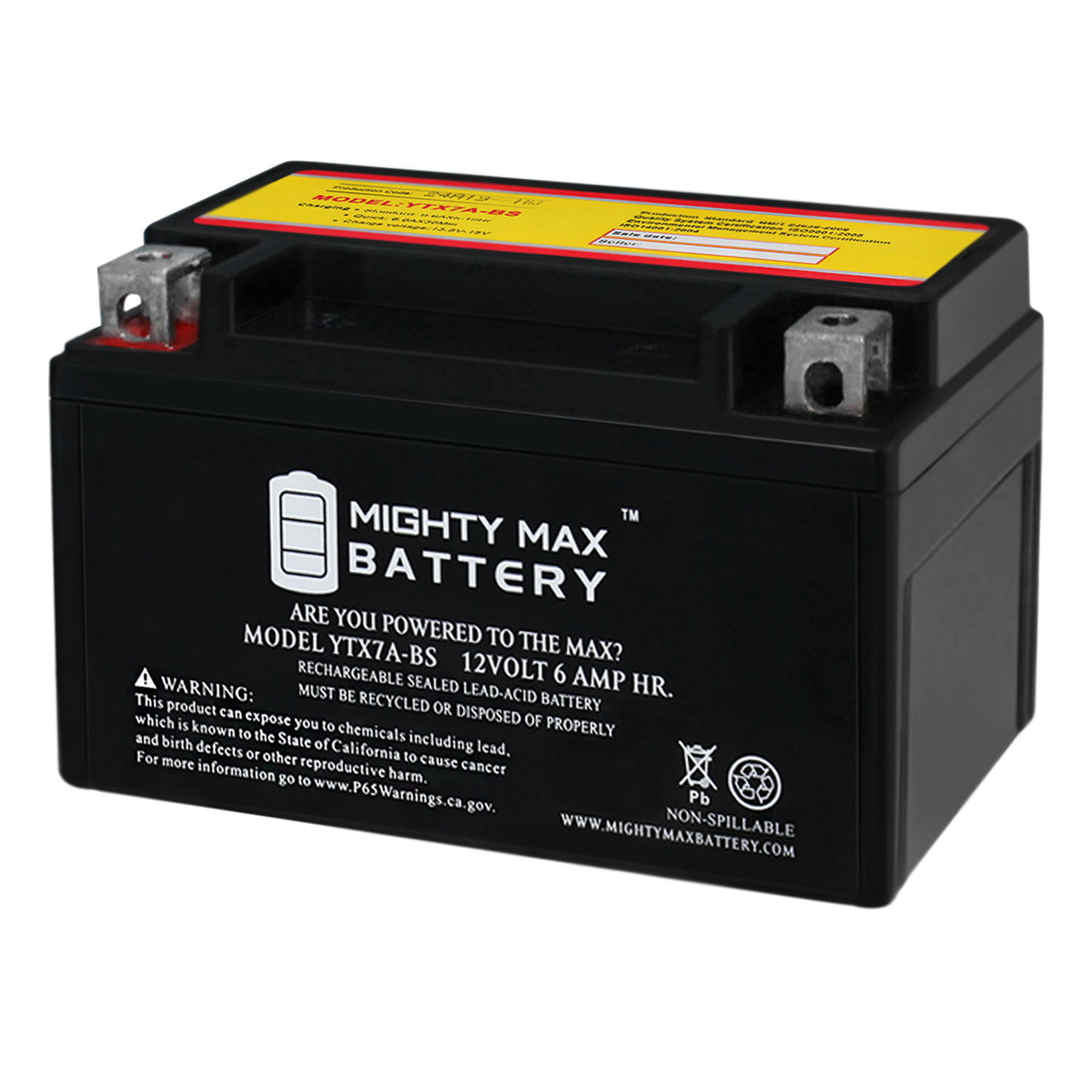 cheat pattern Brig YTX7A-BS 12V 6AH 105 CCA Sealed AGM Battery for Motorcycle" - Walmart.com