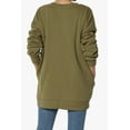 thumbnail image 2 of TheMogan Women's S~3X Oversized V-Neck Long Sleeve Pocket Fleece Sweatshirts, 2 of 7