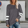 thumbnail image 2 of Duoif Fall Sweatshirts for Women, Women's Casual Striped Top - O-Neck Loose Sweatshirt Womens Sweatshirt Dark Gray L, 2 of 9