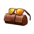 thumbnail image 3 of Gafas de clásicas con montura de madera y estuche para mujer y hombre, ideales para actividades al aire libre. Amarillo, 3 of 8
