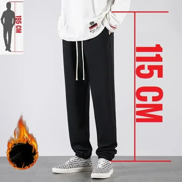 Pantalones de chándal grandes y altos para hombre, pantalones deportivos de longitud Extra larga para correr, pantalones de chándal de lana de invierno para hombre.