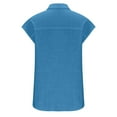 thumbnail image 5 of Dazajoo Cotton Linen Cap Sleeve Shirts for Women 2025 Summer Dressy Casual Solid Color Button Down Tunic Blouse Fashion Lapel V Neck Tees Shirt,Blue,M, 5 of 6