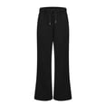 thumbnail image 6 of WTOBBY Women's Fashion Loose Drawstring Waist Solid Color Cargo Pants, Elastic Band Flare Leg Joggers Casual Comfortable Athletic Wear for Women,Black L, 6 of 7