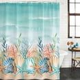 thumbnail image 2 of Coastal Beach Shower Curtain, Waterproof Shower Curtains for Bathroom, Ocean Wave Summer Sea Starfish Coral Teal Beige Washable Fabric Bathtub Curtain Set Bath Decor with 12 Hooks 72"x78", 2 of 8