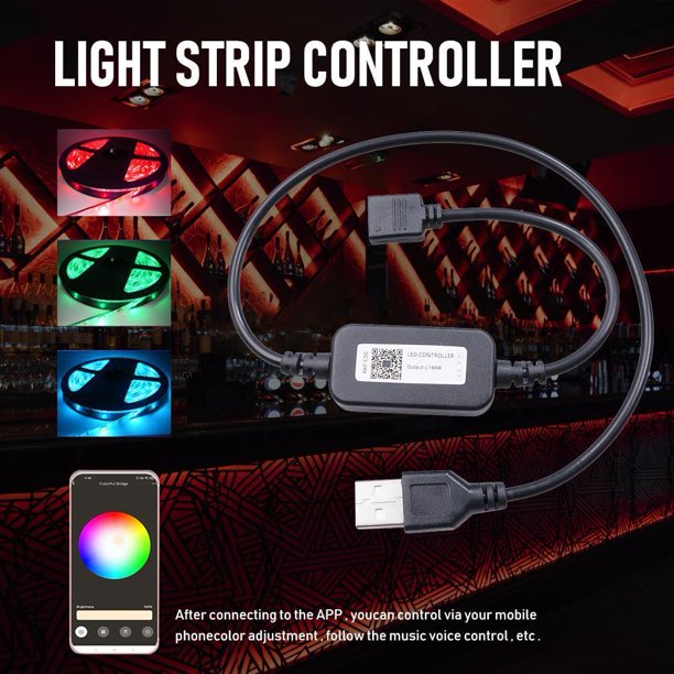 Controlador Bluetooth USB para tira de luces LED RGB compatible con Control de aplicaciones sincronización de música Likrtyny Para estrenar