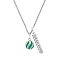 thumbnail image 1 of Delight Jewelry Silvertone 3-D Green Striped Ornament Silvertone Fearless Bar Charm Necklace, 23", 1 of 4