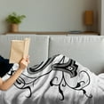 thumbnail image 3 of Letter S Soft Flannel Fleece Throw Blanket, Monochrome Letter from Alphabet S Abstract Design Swirls and Other Shapes, Cozy Plush for Indoor and Outdoor Use, 50" x 70", Black Grey White, by Ambesonne, 3 of 5