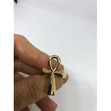 Vintage Golden Stainless Steel Gothic Egyptian Ankh Mens Ring