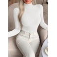 thumbnail image 4 of PRETTYGARDEN Long Sleeve Shirts for Women Fall Clothes | Soft Brushed Ribbed Knit Pullover, Mock Neck Lightweight Sweater, Comfy Underscrubs, Basic Casual Winter Layering Tops, 4 of 8