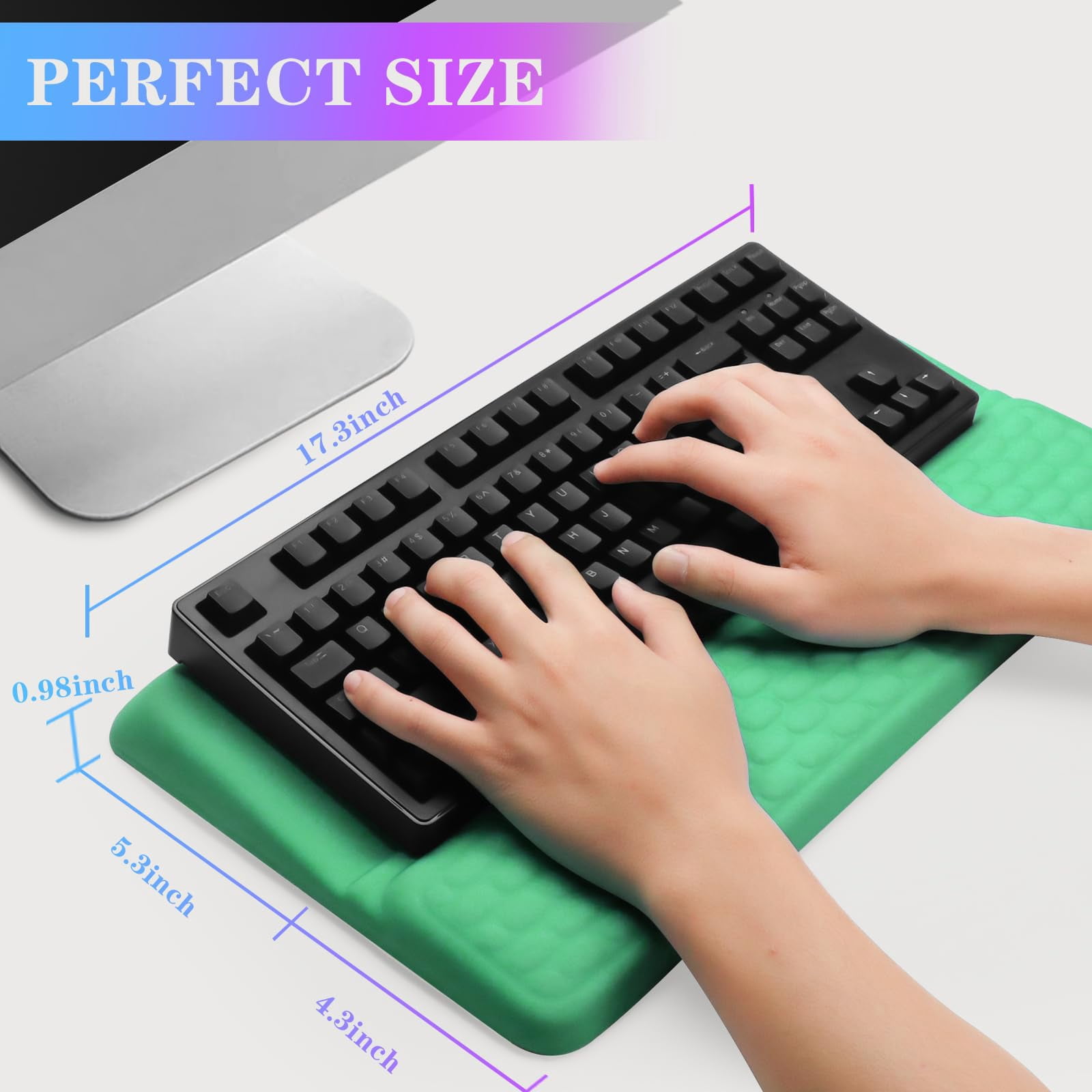 Computer Stand With Wrist Rest  Tilted Holder - Riser Pad Tray Support For Office Home Green