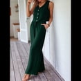 thumbnail image 4 of Conjunto de Dos Piezas para Mujer, 2025, Sin Mangas, con Botones, Informal, con Bolsillo y Pantalones Anchos. Verde L, 4 of 7