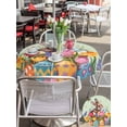 thumbnail image 4 of Easter Bunny Outdoor Tablecloth - 54 Inch Round Dining Table Cover, Colorful Eggs Spring Tulips Flower Green Waterproof Outdoor Table Cloth with Umbrella Hole & Zipper for Picnic/Patio/Party, 4 of 7