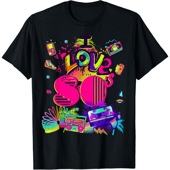 Men's Women's Kids Vintage Retro Back To 80's Graphic Design T-Shirt men and women can wear, black, white, gifts