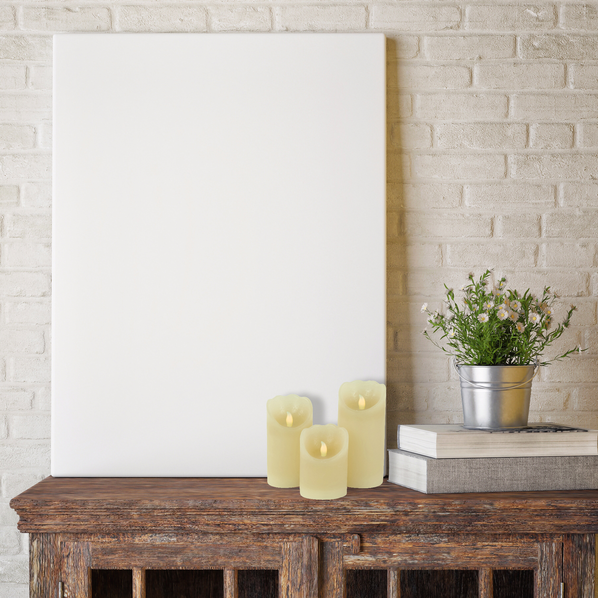 Northlight LED Operated Flameless Pillar Candles - 6" - Cream - Set of 3