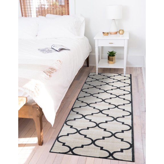 Unique Loom Trellis Collection Area Rug - Austin (2' 7" x 10' Runner Beige and Black/Beige)