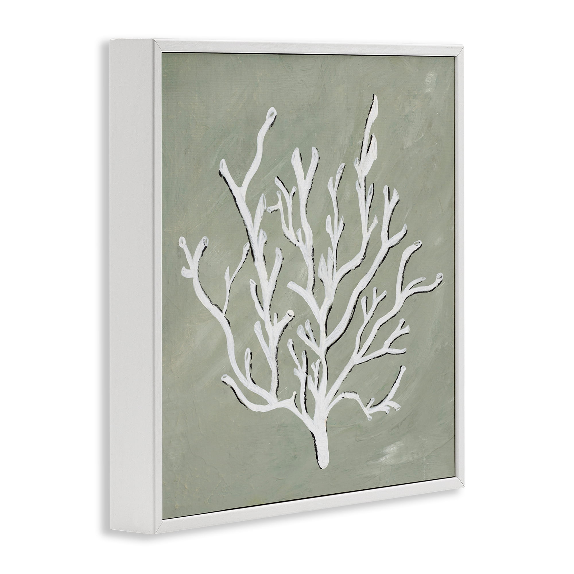 Stupell Industries White Coral Impression Coastal Painting White Framed Art Print Wall Art, 17 x 17