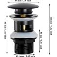 thumbnail image 2 of Black Sink Waste Basin, Chrome Pop Up Waste Large Area, Automatic Pop Up With Overflow Drain, Copper Pop Up Spring Stopper Basin Sink For Bathroom, Wa, 2 of 5