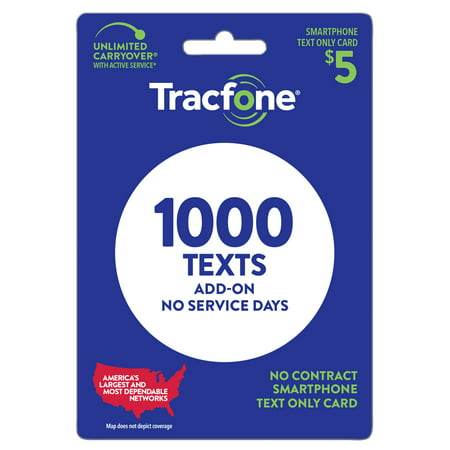 Tracfone $5 Text Only Plan - 1000 Text, No service days (Email