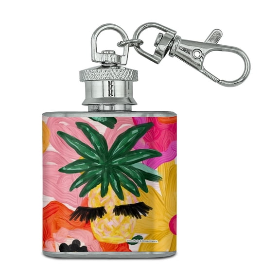 Sassy Pineapple Stainless Steel 1oz Mini Flask Key Chain